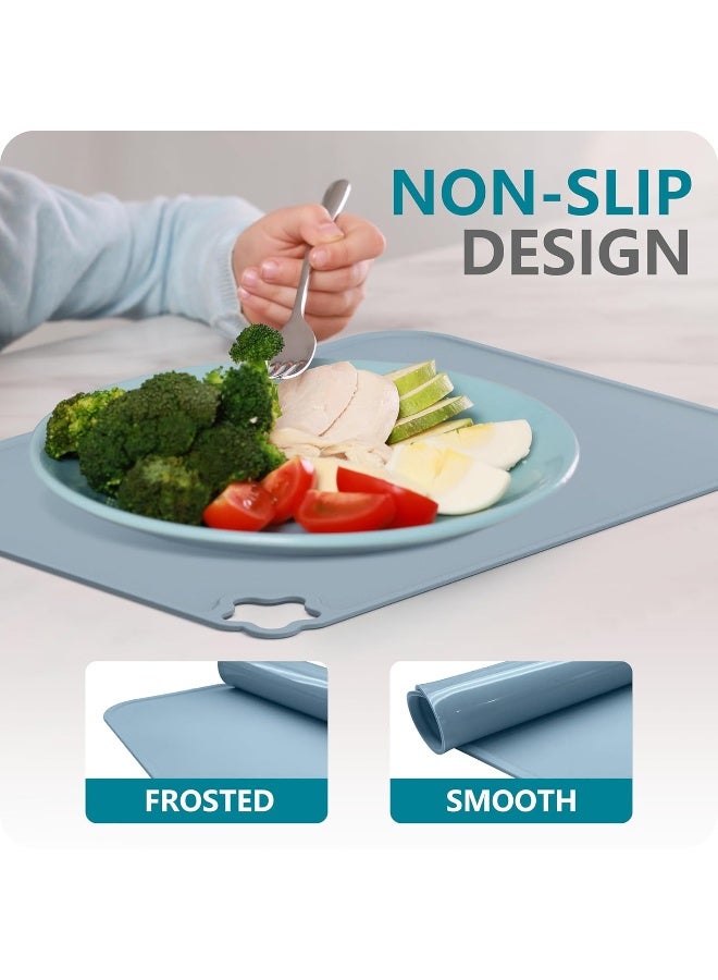 Cutebe Silicone Placemat for Toddles Kids Non-Slip Reusable Portable Kids Placemats for Dinning Table Heat Resistant Placemats, Baby Placemat Stain Resistant Silicone Mat for Dining Table 3 Pack - Image 5