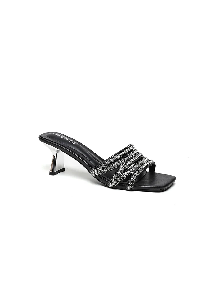 Cuple embellished heeled slide sandal
