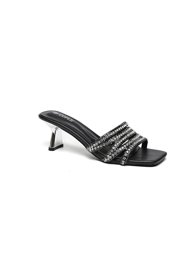 Cuple embellished heeled slide sandal