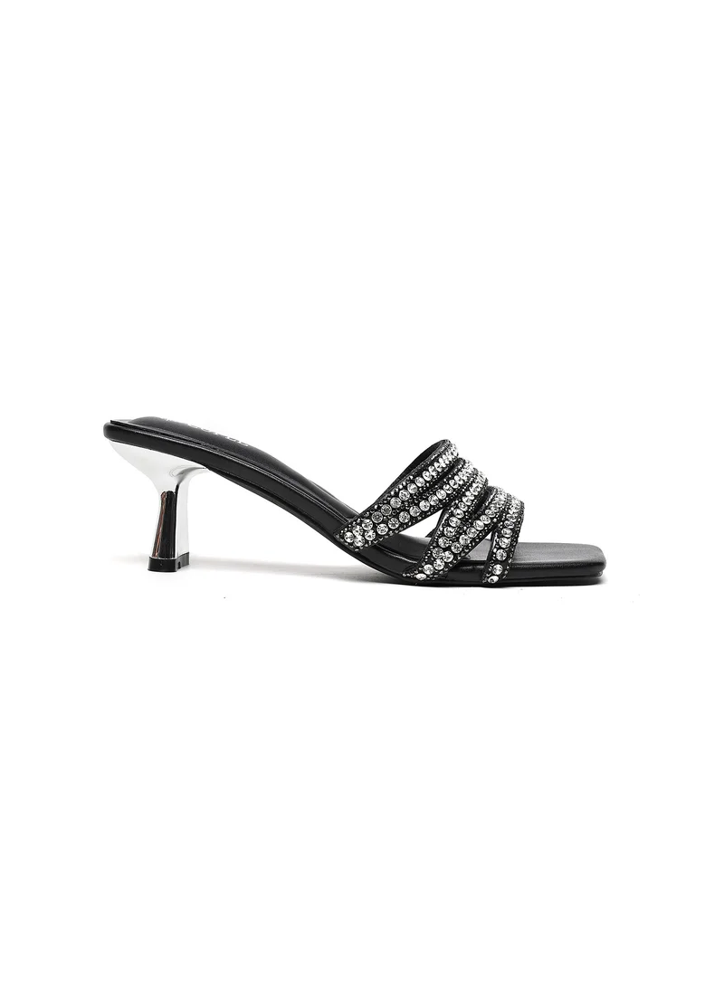 Cuple embellished heeled slide sandal
