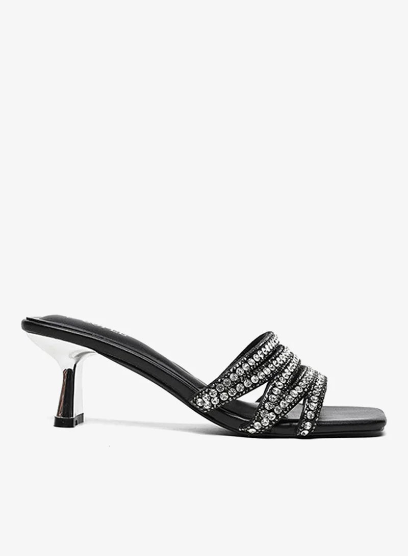 Cuple embellished heeled slide sandal