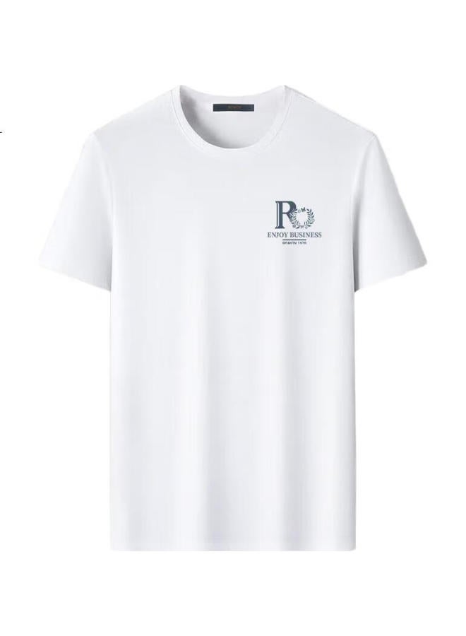 Romon Ice Silk Feel Short-Sleeve T-Shirt For Men, Summer Casual Loose Elastic Breathable Undershirt, M016 White Xl - Image 2