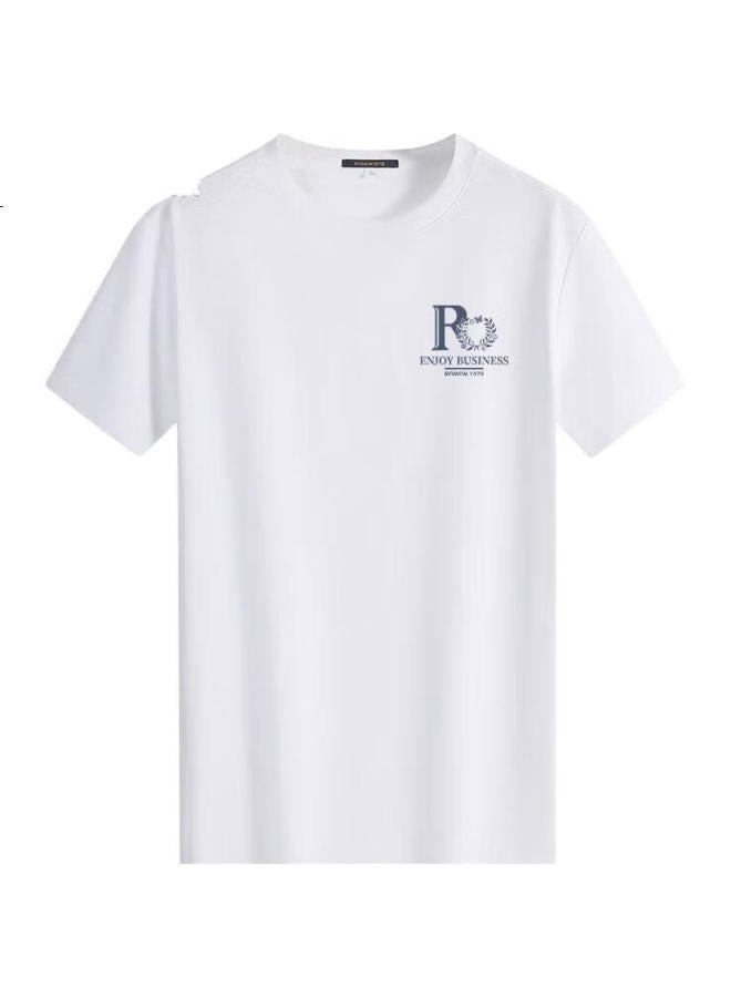 Romon Ice Silk Feel Short-Sleeve T-Shirt For Men, Summer Casual Loose Elastic Breathable Undershirt, M016 White Xl - Image 1