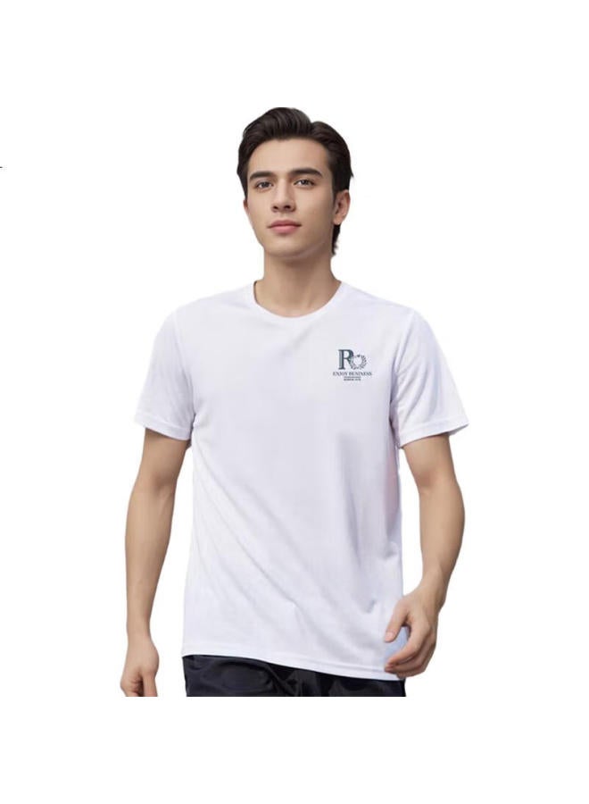 Romon Ice Silk Feel Short-Sleeve T-Shirt For Men, Summer Casual Loose Elastic Breathable Undershirt, M016 White Xl - Image 3