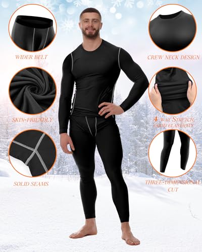 Hicarer 6 Sets Mens Long Sleeve Compression Shirts Mens Compression Pants Running Leggings for Athletic Workout SportsStylish ColorM - Image 3