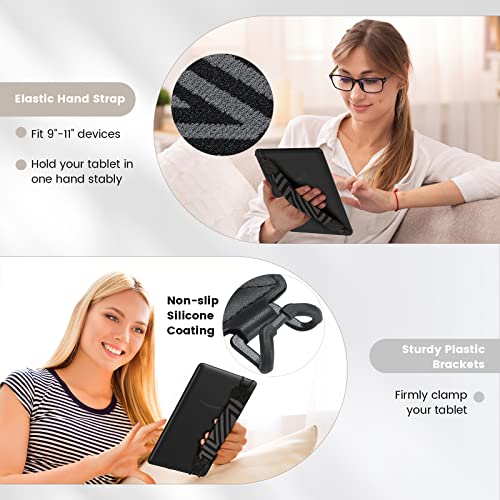 MoKo Security Hand-Strap for 9-11 Inch Tablet, iPad Pro/Air/Kindle Fire HD/Samsung, High-Elasticity Versatile Hand Strap Lightweight Finger Grip Holder, Black - Image 5