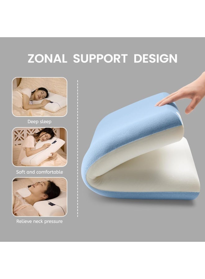 Memory Foam Pillow 10cm height Dual-Sided Core Pillow Cooling & Cozy Washable Cover for All Seasons Breathable Sleeping (gold) - Image 2