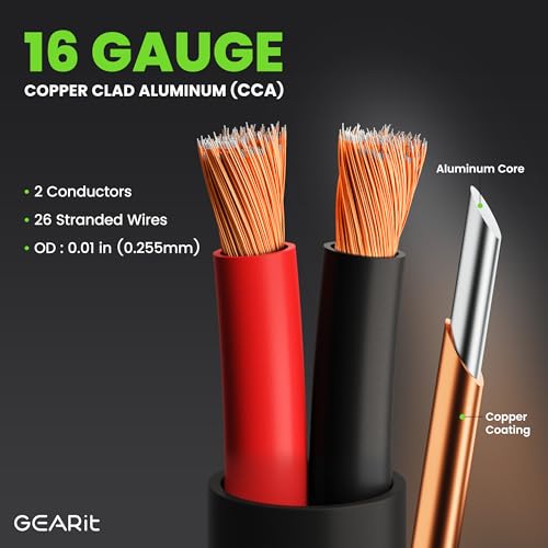 GEARit Outdoor Speaker Wire CL3 Rated, 16 Gauge Speaker Wire, Speaker Cable 200 ft for Outdoor Speakers, Patio, Garden, Backyard Audio, Direct Burial in Ground/in Wall, CCA (Black, 2-Conductors) - Image 5