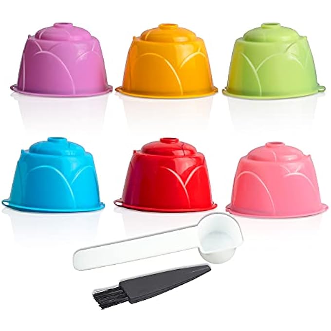 CENPEK 6 Pack Colorfull Reusable Coffee Filter Capsules For NesCafe DOLCE GUSTO Machines With 1 Coffee Spoons And 1 Cleaning Brushes - Image 2