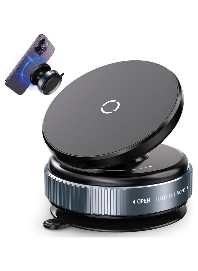 DC-ITECH 360° Vacuum Magnetic Suction Cup Phone Mount, Adjustable Hands-Free Suction Cup Phone Holder for Car/Gym/Mirror/Smooth Surface, Compatible with iPhone Android and All Smartphones (Black) - Image 1