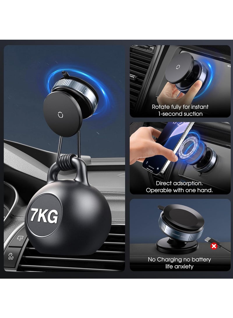 DC-ITECH 360° Vacuum Magnetic Suction Cup Phone Mount, Adjustable Hands-Free Suction Cup Phone Holder for Car/Gym/Mirror/Smooth Surface, Compatible with iPhone Android and All Smartphones (Black) - Image 5