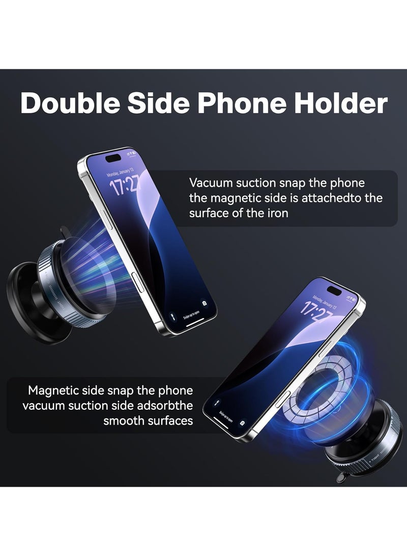 DC-ITECH 360° Vacuum Magnetic Suction Cup Phone Mount, Adjustable Hands-Free Suction Cup Phone Holder for Car/Gym/Mirror/Smooth Surface, Compatible with iPhone Android and All Smartphones (Black) - Image 3