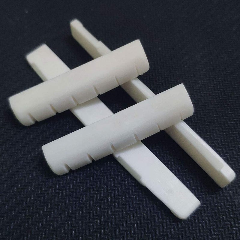 Vencetmat Acoustic Guitar Bridge Saddles, Guitar Nuts, Fit for 74mm Bridge Slot, 43mm Neck Slot, Pure Complete Bone, Ivory Color, 2 Set - Image 2