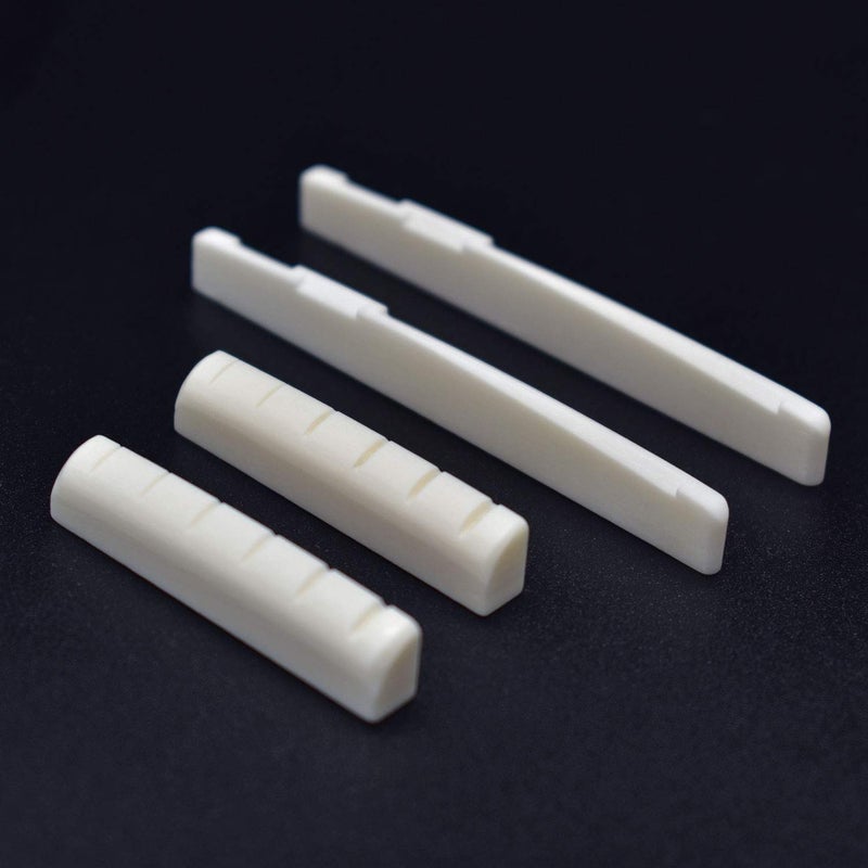 Vencetmat Acoustic Guitar Bridge Saddles, Guitar Nuts, Fit for 74mm Bridge Slot, 43mm Neck Slot, Pure Complete Bone, Ivory Color, 2 Set - Image 1