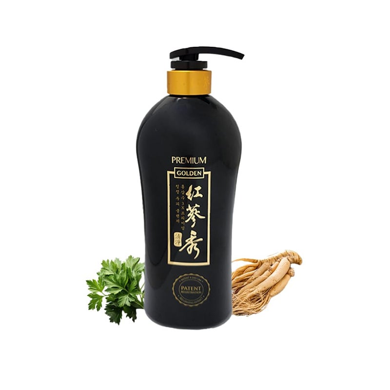 Naisture Red Ginseng 3X Premium Golden Shampoo 24.68 fl.oz (730ml) with a 6-year-aged Korean Red Ginseng revitalizes all Hair Types. It soothes itchy Scalp and strengthens thinning Hair [Naisture]