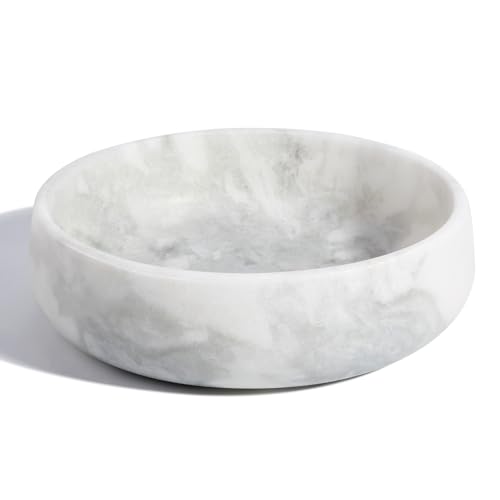karibiber White Dog Bowl Marble Dog Food Bowl NonSlip Water Dish Large Heavy Duty Pet Bowl for Large Dogs African Natural Marble Holds 6 Cups6lbs - Image 1