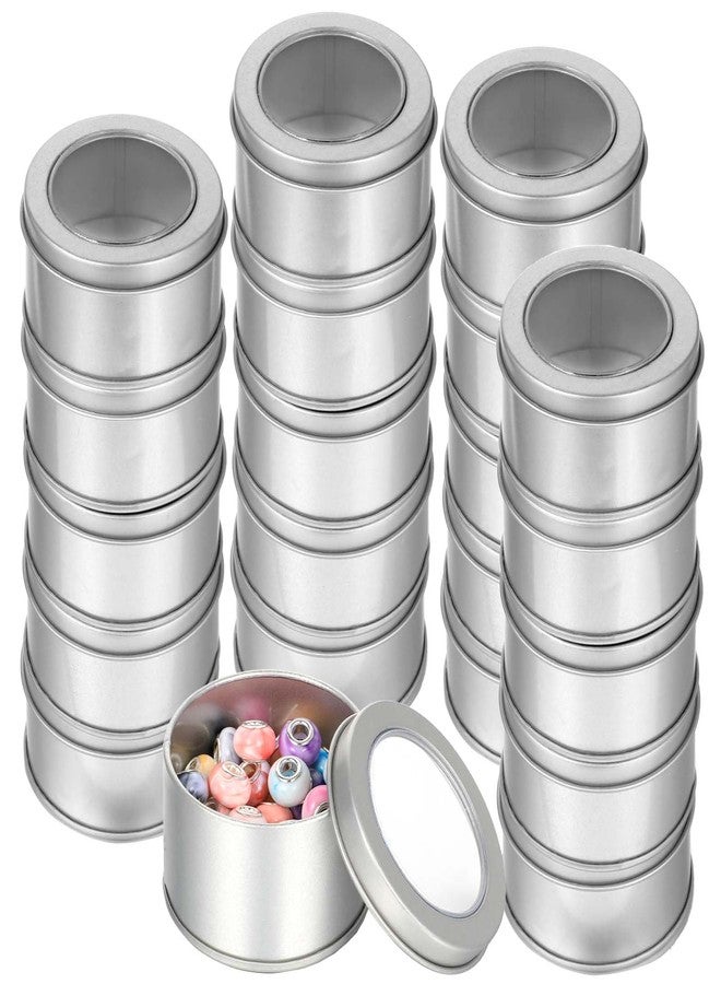 Tobeelec 20 Pack 4 Ounce Metal Tin Cans, Round Empty Container Salve Tins Metal Tins with Clear Lids for Kitchen Office Aromatherapy, Candles, Candy Storage - Image 1