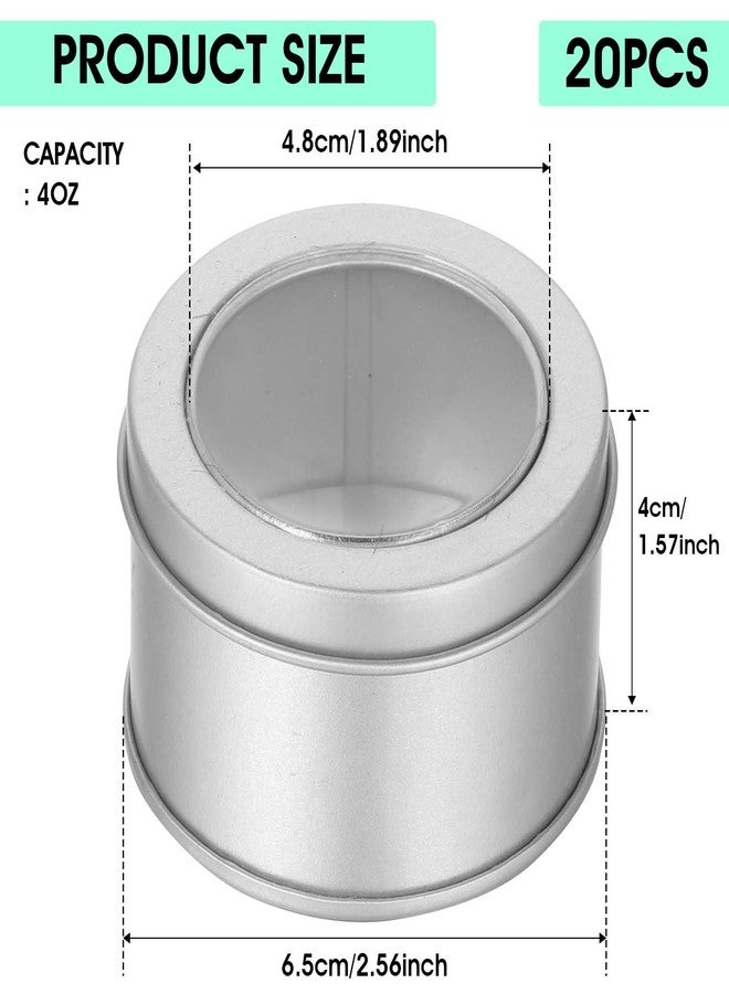 Tobeelec 20 Pack 4 Ounce Metal Tin Cans, Round Empty Container Salve Tins Metal Tins with Clear Lids for Kitchen Office Aromatherapy, Candles, Candy Storage - Image 2