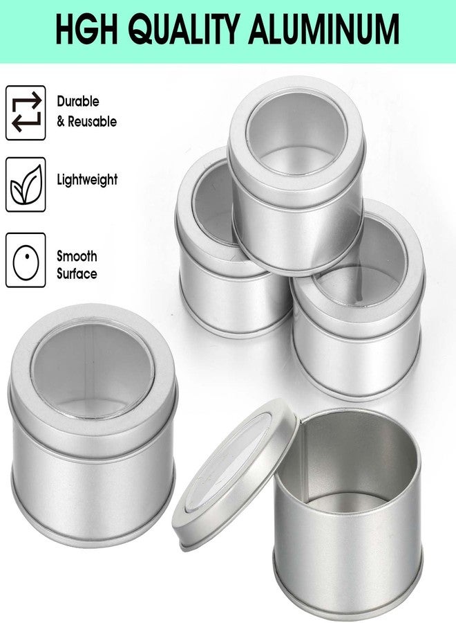 Tobeelec 20 Pack 4 Ounce Metal Tin Cans, Round Empty Container Salve Tins Metal Tins with Clear Lids for Kitchen Office Aromatherapy, Candles, Candy Storage - Image 3