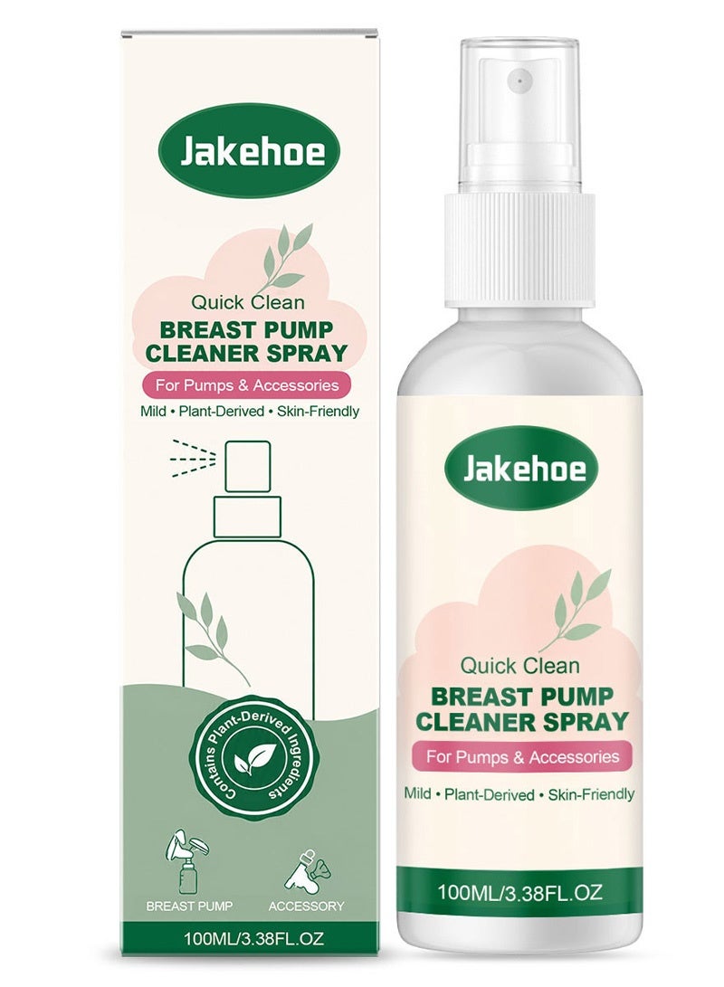 Jakehoe 100ml Electric Breast Pump Cleaning Spray, Milk Fat Removal,Purely Clean, Mild, Plant-Derived, Spray for Pump or Accessories, and other Baby Products, Not a Lubricant - Image 1