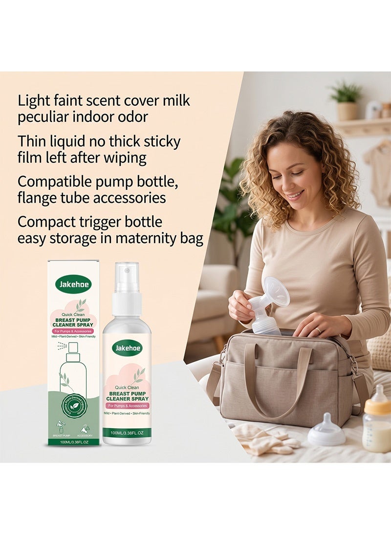 Jakehoe 100ml Electric Breast Pump Cleaning Spray, Milk Fat Removal,Purely Clean, Mild, Plant-Derived, Spray for Pump or Accessories, and other Baby Products, Not a Lubricant - Image 4
