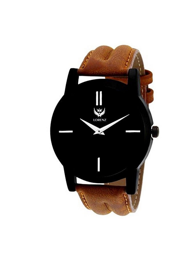 LORENZ Men's Analog Watch - Black Dial with Brown Leather Strap | Casual & Formal Wrist Watch- MK-1013A - Image 1