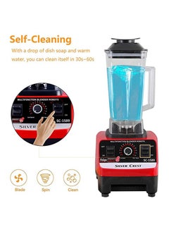 SILVER CREST High Speed Countertop Blender With Pure Copper Motor, 6 Sharp Stainless Steel Blades 2L Red  - Image 3
