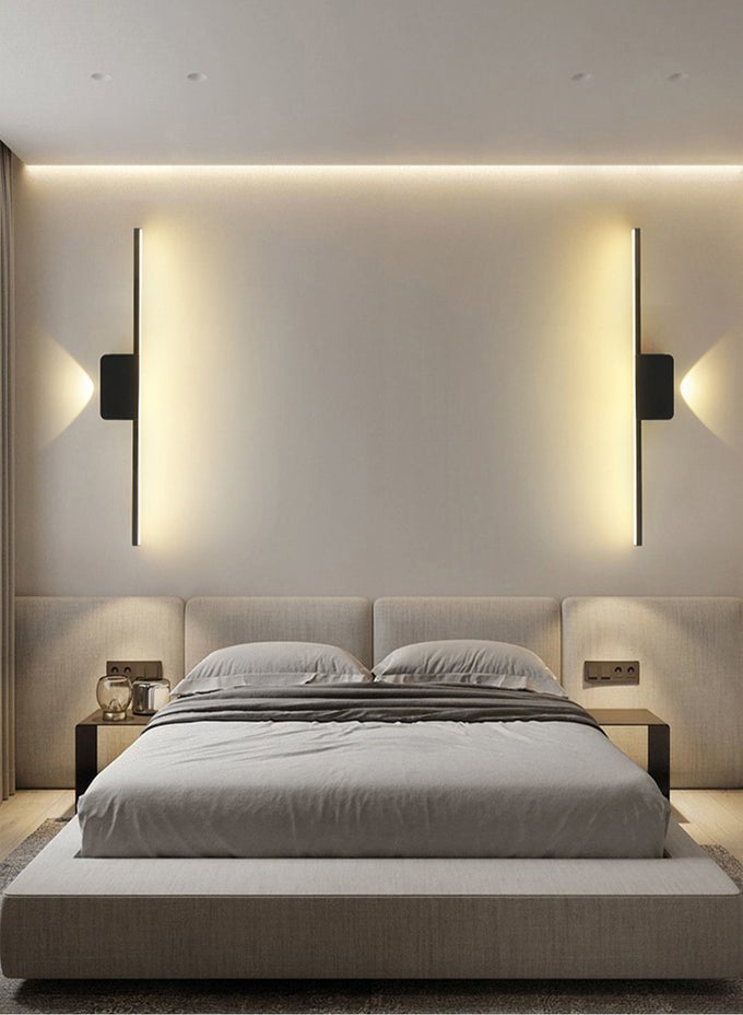 LIVING ROOM WALL SCONCE LIGHTS BLACK - LED BATHROOM VANITY LIGHTS OVER MIRROR WALL LIGHTING FIXTURES 15W WARM WHITE 3000K MODERN ALUMINUM WALL LAMP FOR BATHROOM BEDROOM LIVING ROOM, 80CM