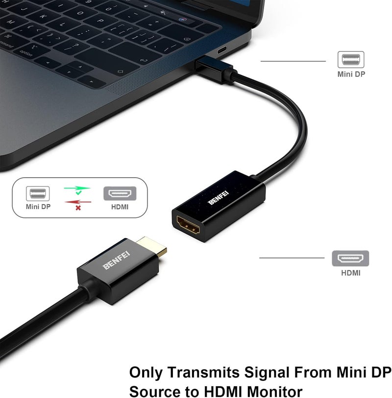 Benfei محول Mini DisplayPort إلى HDMI، كابل مطلي بالذهب متوافق مع MacBook Pro وMacBook Air وMac mini وMicrosoft Surface Pro 3/4، إلخ - Image 2