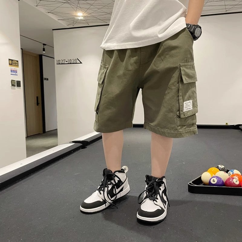 2023 Korean Style Boys' Fried Street Fifth Pants Boys' Workwear Children'S Loose All-Match Western Style Casual Pants Summer Wear - Image 1