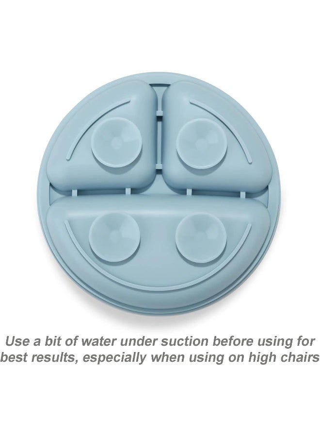 PandaEar أطباق باندا إير المصنوعة من السيليكون القابل للتقسيم وغير القابل للكسر للأطفال والرضع - 3 قطع - غير قابلة للانزلاق - آمنة للغسالة والميكروويف - أزرق أخضر بني - Image 5