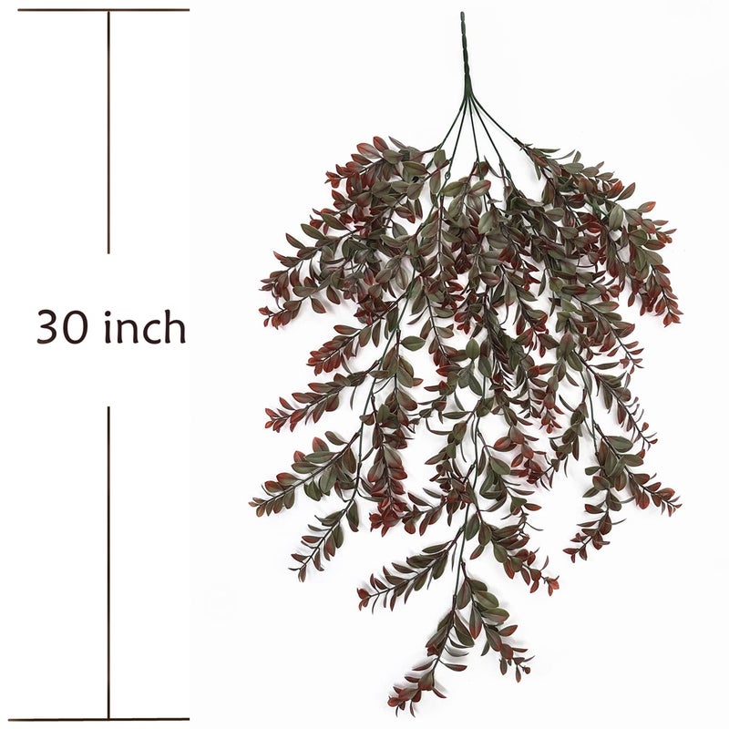 PASYOU Artificial Hanging Vine Plants  Fake Foliage Ivy Plant Plastic Leaves Vines UV Resistant Greenery Faux Flowers Decor Home Indoor Outdoor Garden Door Wall Wedding Party Decoration Red 4 Pack - Image 5