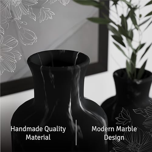 Creative Scents Black Marble Look Vase Set - Vases Home Decor, Premium Quality for Holding Pampas Grass, Dried/Fresh Flowers, Vases for Decor - Kitchen, Bedroom, Office, Living Room, or Shelf Decor - Image 4