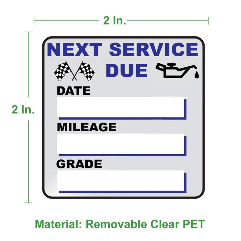 JINCH Oil Change Stickers, 300 Pcs 2 x 2 Inches Clear Oil Change Window Stickers for Vehicles Windshield, Removable Vinyl Next Service Due Reminder Sticker Labels for Car Maintenance - Image 2