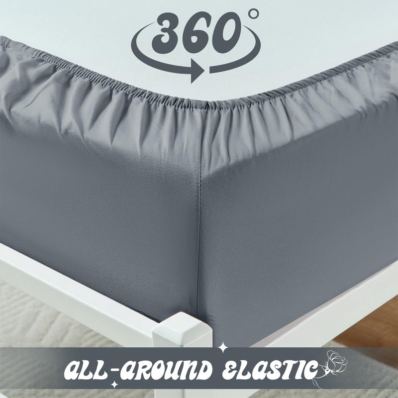 VACVELT 4PCS Cot Sheets, 31 x 75 Inch Silver Grey Cot Fitted Sheet, Ultra Soft and Breathable Microfiber Bed Cover Snug Fit for Narrow Twin/RV Bunk/Camper Bunk/Guest Beds/Trifold Mattress - Image 5