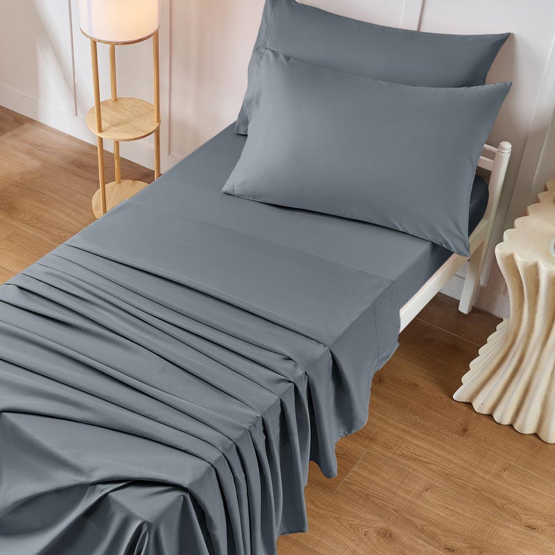 VACVELT 4PCS Cot Sheets, 31 x 75 Inch Silver Grey Cot Fitted Sheet, Ultra Soft and Breathable Microfiber Bed Cover Snug Fit for Narrow Twin/RV Bunk/Camper Bunk/Guest Beds/Trifold Mattress - Image 1