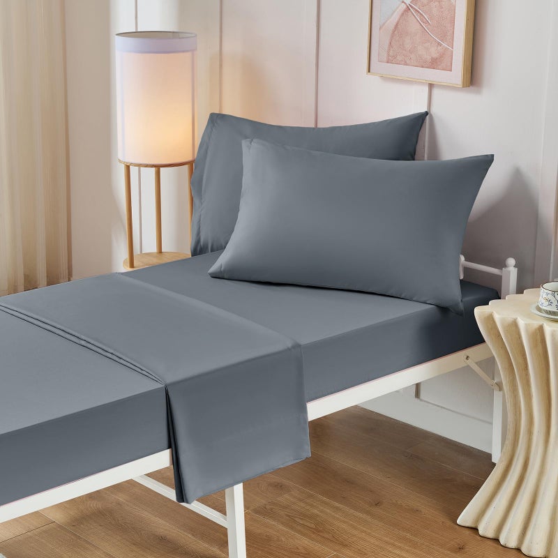VACVELT 4PCS Cot Sheets, 31 x 75 Inch Silver Grey Cot Fitted Sheet, Ultra Soft and Breathable Microfiber Bed Cover Snug Fit for Narrow Twin/RV Bunk/Camper Bunk/Guest Beds/Trifold Mattress - Image 2