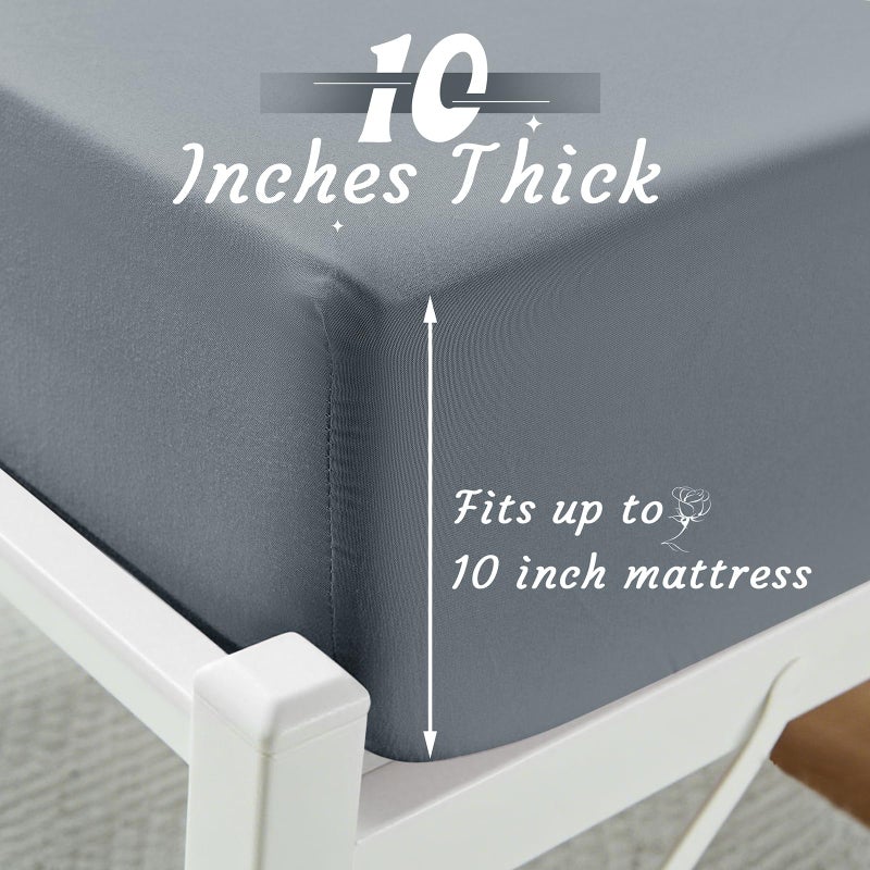 VACVELT 4PCS Cot Sheets, 31 x 75 Inch Silver Grey Cot Fitted Sheet, Ultra Soft and Breathable Microfiber Bed Cover Snug Fit for Narrow Twin/RV Bunk/Camper Bunk/Guest Beds/Trifold Mattress - Image 4