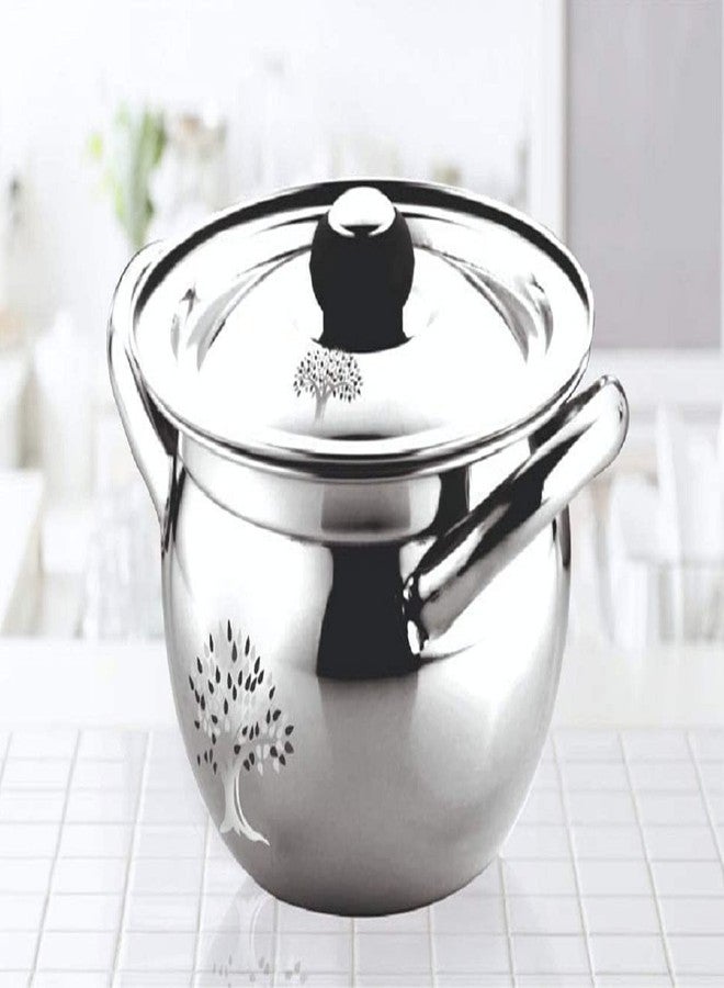 RBGIIT Steel Handi with Lid & Knob, 1 L, 1 Piece (Silver) Handi 1 L with Lid (Stainless Steel, Induction Bottom) (Small) - Image 1