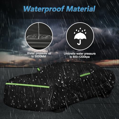 BIGACOVER for Camaro Full Car Cover 2010-2025 All Weather, Outdoor Car Covers with Zipper and Soft Cotton Lining, Windproof Heavy Duty Waterproof Protection Fit for 2010-2025 Chevy Camaro (Up to 190''L) - Image 5