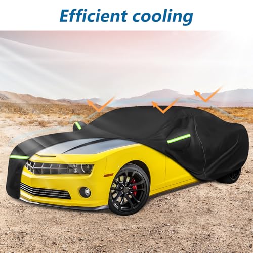 BIGACOVER for Camaro Full Car Cover 2010-2025 All Weather, Outdoor Car Covers with Zipper and Soft Cotton Lining, Windproof Heavy Duty Waterproof Protection Fit for 2010-2025 Chevy Camaro (Up to 190''L) - Image 4