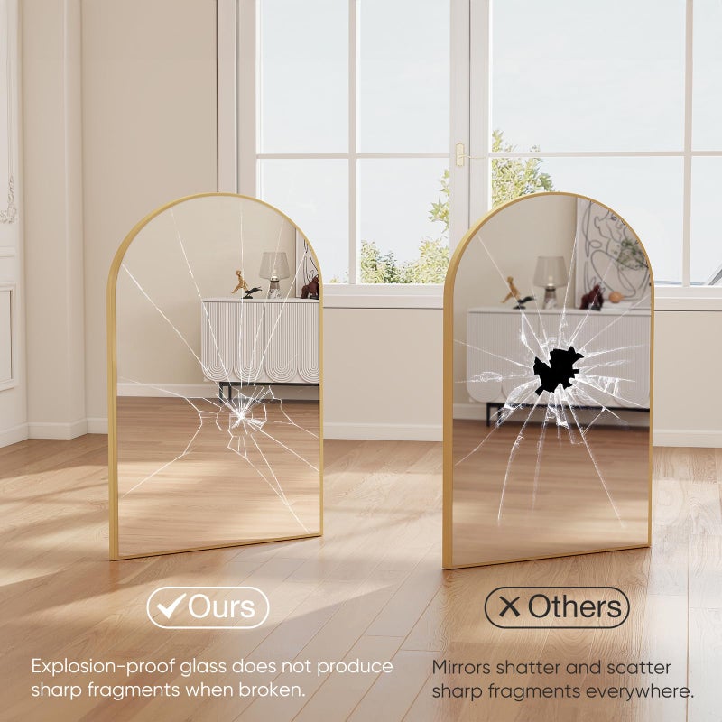 DUMOS Gold Metal Arch Vanity Rounded Rectangle Bathroom Mirrors for Over Sink Wall, 24x37 Inch Large Matte Mirror, Modern Decorative for Restroom, Farmhouse - Image 3