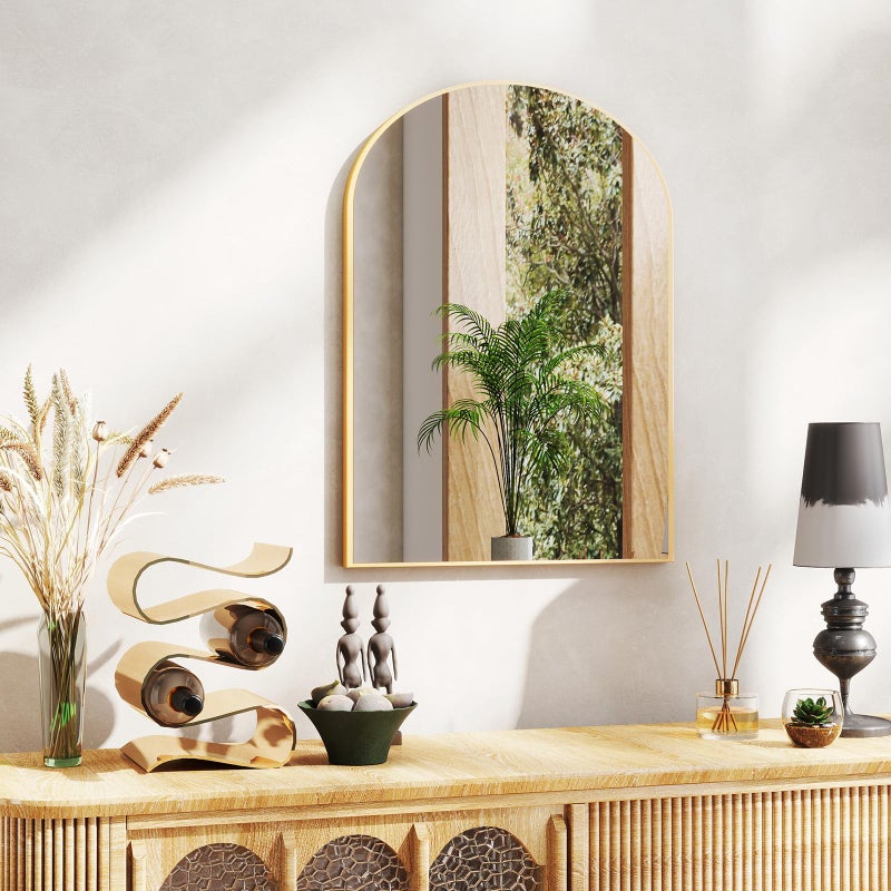 DUMOS Gold Metal Arch Vanity Rounded Rectangle Bathroom Mirrors for Over Sink Wall, 24x37 Inch Large Matte Mirror, Modern Decorative for Restroom, Farmhouse - Image 4