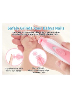 Generic Baby Nail Trimmer Electric No Sharp Claws Hurt, Baby Nail File Kit Manicure Set,6 in 1 Safety Cutter Trimmer Clipper for Toes and Fingers Pink  - Image 5
