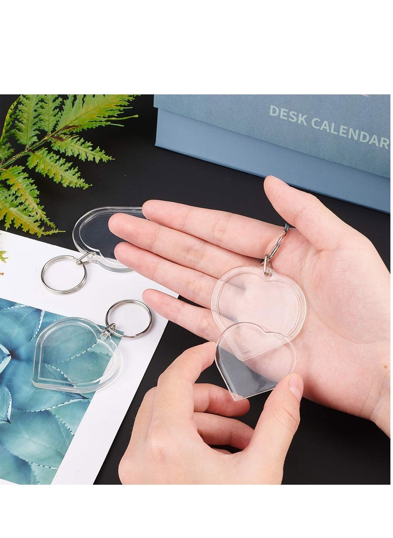 SYOSI - Acrylic Photo Frame Keychain Holder 30 Pieces Heart Blank Photo Insert Keychain DIY Clear Acrylic Picture Keychains Picture Frame Key Chain Snap-In Custom Insert Photo Keyring for Lovers Family - Image 1