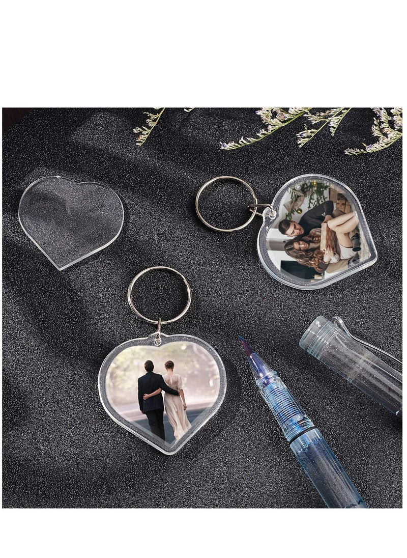 SYOSI - Acrylic Photo Frame Keychain Holder 30 Pieces Heart Blank Photo Insert Keychain DIY Clear Acrylic Picture Keychains Picture Frame Key Chain Snap-In Custom Insert Photo Keyring for Lovers Family - Image 1