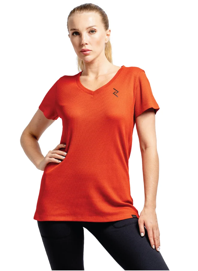 زيسي Women's Waffle Knit V-Neck Tee