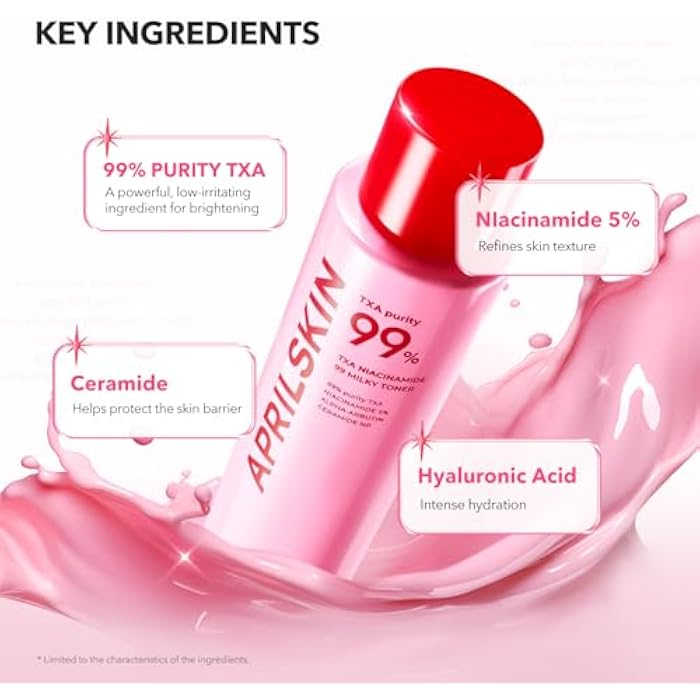 APRILSKIN TXA+Niacinamide 99 Pink Milky Toner | 99% High-Purity TXA 3%+ Niacinamide 5% for Brightening | Highly Concentrated Cream Toner | Deep Moisturizing Formula for Dull Skin | 5.07 fl.oz. - Image 4
