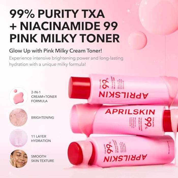 APRILSKIN TXA+Niacinamide 99 Pink Milky Toner | 99% High-Purity TXA 3%+ Niacinamide 5% for Brightening | Highly Concentrated Cream Toner | Deep Moisturizing Formula for Dull Skin | 5.07 fl.oz. - Image 2