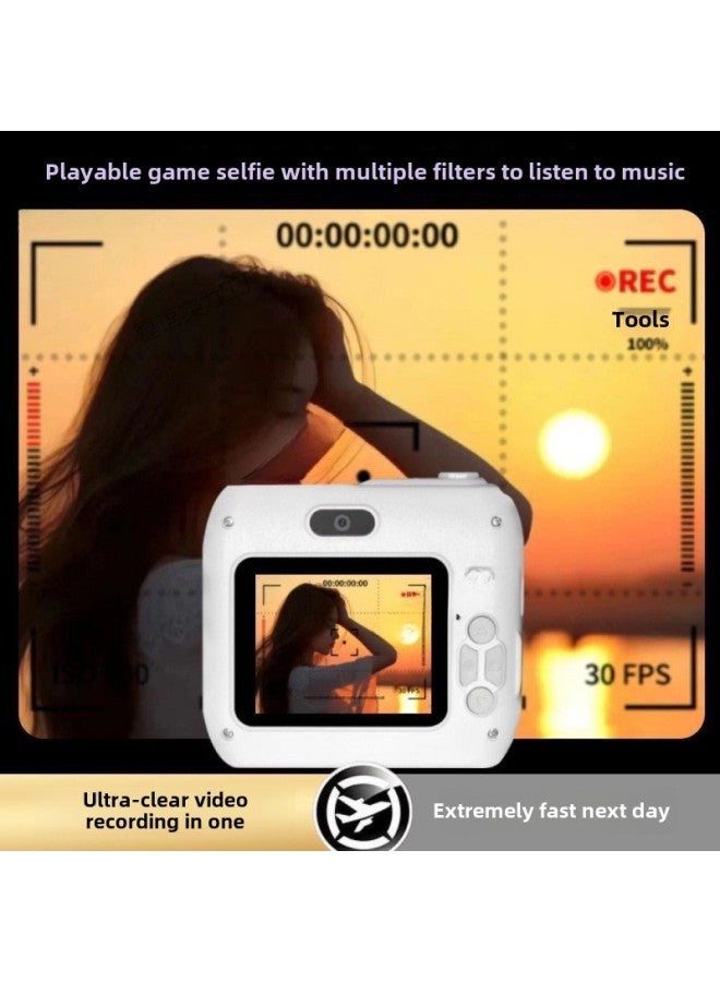 High-definition Double-camera Cute Digital Camera Campus Students Can Take Photos To Upload Mobile Travel Machine-Body Color:4k Light Yellow  Multi-filters - High-speed 16g Memory Card  Gift - Image 3